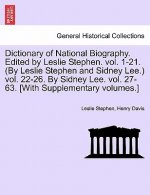 Dictionary of National Biography. Edited by Leslie Stephen. Vol. 1-21. (by Leslie Stephen and Sidney Lee. Vol. 22-26. by Sidney Lee. Vol. 27-63. [With