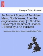 Ancient Survey of Pen Maen Mawr, North Wales, from the Original Manuscript [of Sir John Gwynn?] of the Time of Charles I. Edited by J. O. Halliwell.