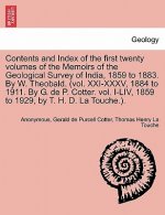 Contents and Index of the First Twenty Volumes of the Memoirs of the Geological Survey of India, 1859 to 1883. by W. Theobald. (Vol. XXI-XXXV, 1884 to