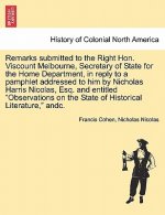 Remarks Submitted to the Right Hon. Viscount Melbourne, Secretary of State for the Home Department, in Reply to a Pamphlet Addressed to Him by Nichola