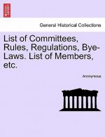 List of Committees, Rules, Regulations, Bye-Laws. List of Members, Etc.