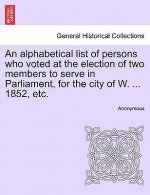 Alphabetical List of Persons Who Voted at the Election of Two Members to Serve in Parliament, for the City of W. ... 1852, Etc.