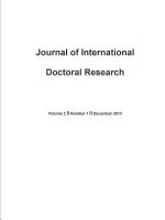 Journal of International Doctoral Research (JIDR) Volume 2, Issue 1