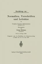 Nachtrag Zu: Normalien, Vorschriften Und Leits tze Des Verbandes Deutscher Elektrotechniker