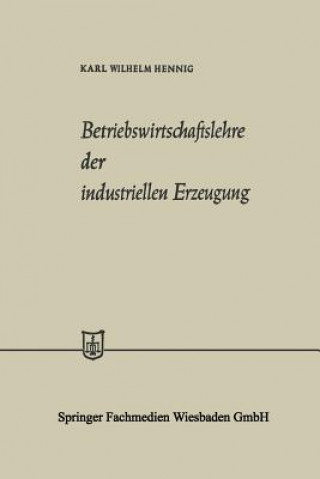 Betriebswirtschaftslehre Der Industriellen Erzeugung