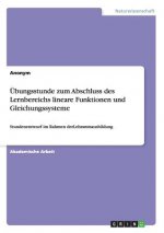 UEbungsstunde zum Abschluss des Lernbereichs lineare Funktionen und Gleichungssysteme