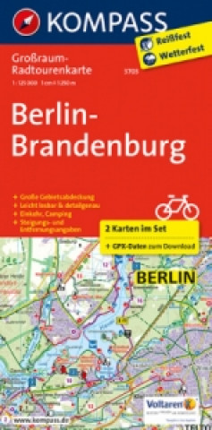 Kompass Großraum-Radtourenkarte Berlin-Brandenburg, 2 Bl.