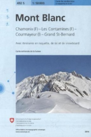 Landeskarte der Schweiz Mont Blanc, carte de randonnées à raquette et à ski