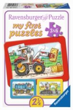 Ravensburger Kinderpuzzle - 06573 Bagger, Traktor und Kipplader - my first puzzle mit 3x6 Teilen - Puzzle für Kinder ab 2,5 Jahren