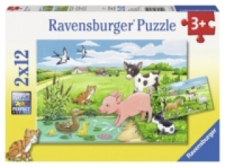 Ravensburger Kinderpuzzle - 07582 Tierkinder auf dem Land - Puzzle für Kinder ab 3 Jahren, mit 2x12 Teilen