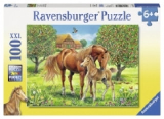 Ravensburger Kinderpuzzle - 10577 Pferdeglück auf der Wiese - Pferde-Puzzle für Kinder ab 6 Jahren, mit 100 Teilen im XXL-Format