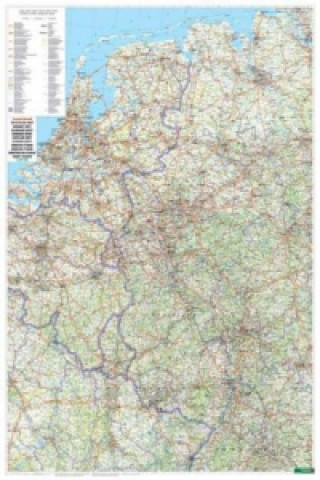 Freytag & Berndt Poster Wandkarte: Deutschland West 1:500.000, Metallbestäbt in Rolle
