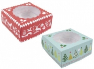 Box Cupcake Xmas, rot/mint