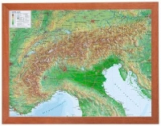 Alpen, Reliefkarte, mit Holzrahmen