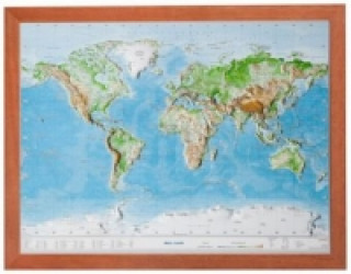 Welt, Reliefkarte, mit Holzrahmen