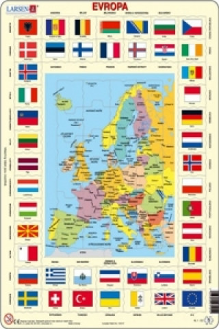 Puzzle MAXI - Mapa Evropy + vlajky/70 dílků