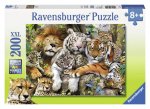 Ravensburger Kinderpuzzle - 12721 Schmusende Raubkatzen - Tier-Puzzle für Kinder ab 8 Jahren, mit 200 Teilen im XXL-Format