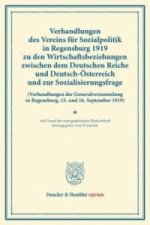 Verhandlungen des Vereins für Sozialpolitik in Regensburg 1919 zu den Wirtschaftsbeziehungen zwischen dem Deutschen Reiche und Deutsch-Österreich und