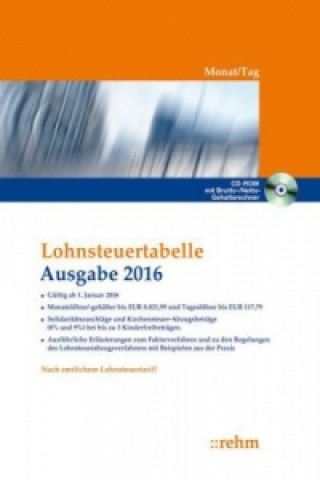 Lohnsteuertabelle 2016 Monat/Tag, m. CD-ROM