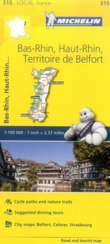 Bas-Rhin, Haut-Rhin, Territoire de Belfort - Michelin Local Map 315