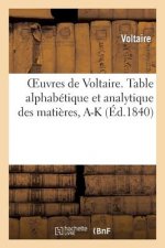 Oeuvres de Voltaire. 71, 1, Table Alphabetique Et Analytique Des Matieres. Tome I, A-K