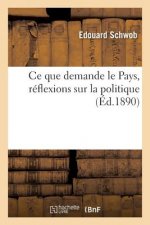 Ce Que Demande Le Pays, Reflexions Sur La Politique