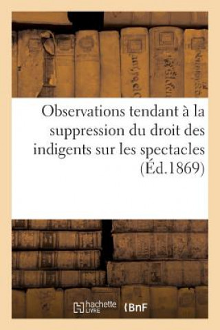 Observations Tendant A La Suppression Du Droit Des Indigents Sur Les Spectacles (1867)