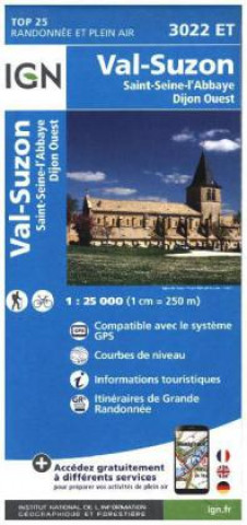 IGN Karte, Carte de randonnée (et plein air)Val Suzon - Saint-Seine-l'Abbaye - Dijon Ouest
