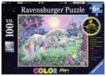 Ravensburger Kinderpuzzle - 13670 Einhörner im Mondschein - Einhorn-Leuchtpuzzle für Kinder ab 6 Jahren, mit 100 Teilen im XXL-Format, Leuchtet im Dun