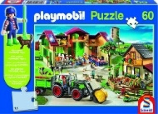 Auf dem Bauernhof, 60 Teile. Kinderpuzzle Playmobil mit Figur