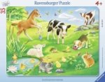 Tiere auf der Wiese. Rahmenpuzzle 35 Teile