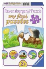 Tiere im Garten. Puzzle 9 x 2 Teile