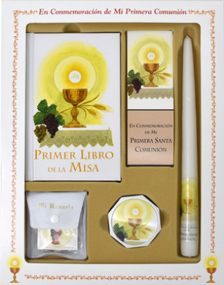 Primer Libro de la Misa Deluxe Girl Set [With Taper Candle, Rosary, Communion Supplies]