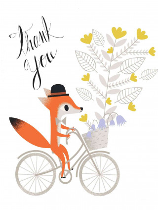 Fox on Bike Thank You Cards [With 12 Envelopes]