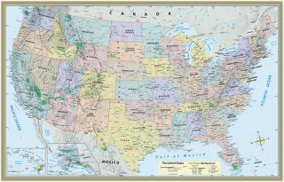 U.S. Map Poster (32 X 50 Inches) - Laminated: - A Quickstudy Reference