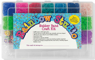 Rainbow Studio Rubber Band Craft Kit [With 3,600 Bands in 20 Colors, S-Clips, Loom Hook and 12 Charms]