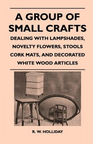 A Group Of Small Crafts - Dealing With Lampshades, Novelty Flowers, Stools Cork Mats, And Decorated White Wood Articles