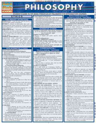 Philosophy Laminate Reference Chart: Student's Guide to the Basic Principles of Philosophy for Introductory Courses