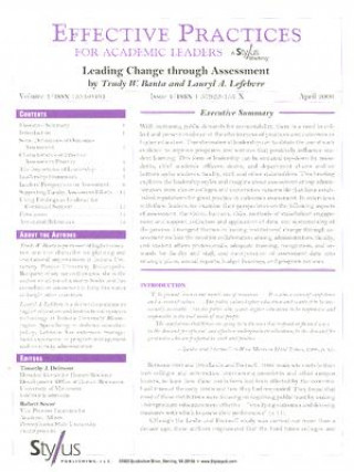 Effective Practices for Academic Leaders Volume 1 Issue 4: Leading Change Through Assessment
