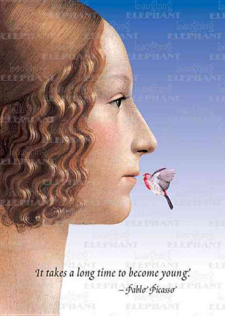 Woman W/ Bird - Greeting Card