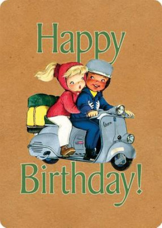 Boy and Girl on Scooter Birthday Card [With Envelope]