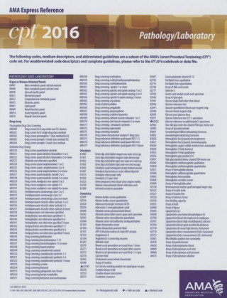 CPT 2016 Express Reference Coding Card Pathology/Laboratory