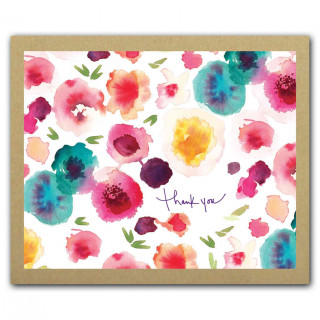 Sprout + Bloom Watercolor Floral Print Greenthanks, Thank You Notecard Box Set