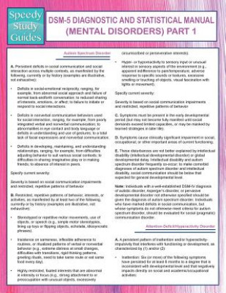 DSM-5 Diagnostic and Statistical Manual (Mental Disorders) Part 1 (Speedy Study Guides)