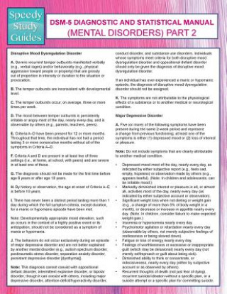 DSM-5 Diagnostic and Statistical Manual (Mental Disorders) Part 2 (Speedy Study Guides)
