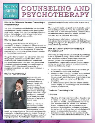 Counseling And Psychotherapy (Speedy Study Guides)