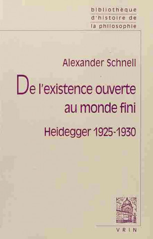 de L'Existence Ouverte Au Monde Fini: Heidegger 1925-1930