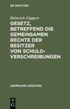 Gesetz, betreffend die gemeinsamen Rechte der Besitzer von Schuldverschreibungen