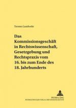 Kommissionsgeschaeft in Rechtswissenschaft, Gesetzgebung Und Rechtspraxis Vom 16. Bis Zum Ende Des 18. Jahrhunderts