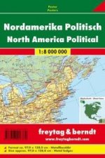 Nordamerika physisch-politisch, metallbestäbt in Rolle